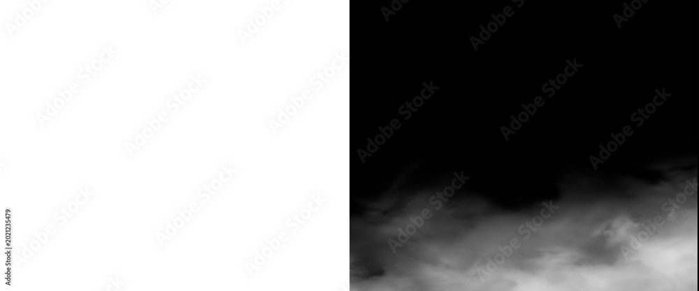 Naklejka premium Atmospheric white smoke on black background, ethereal fog and mist texture, cinematic steam clouds for overlay and design projects