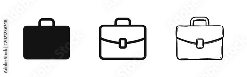 Foto Business Briefcase Icons Set - Professional Bag Symbols in Solid, Outline, and H