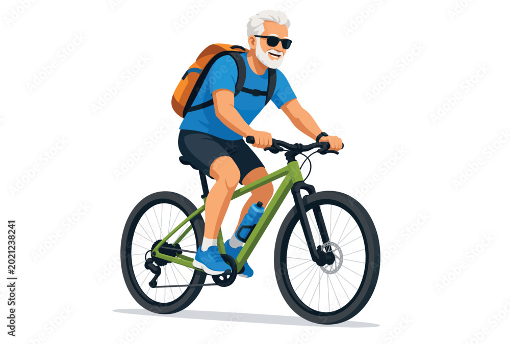Fototapeta premium Senior Man Riding Mountain Bike.