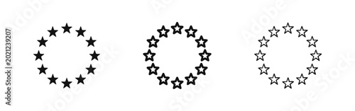 Quadro su tela Circle of Stars Icon Set, European Union Flag Style Symbol in Three Styles