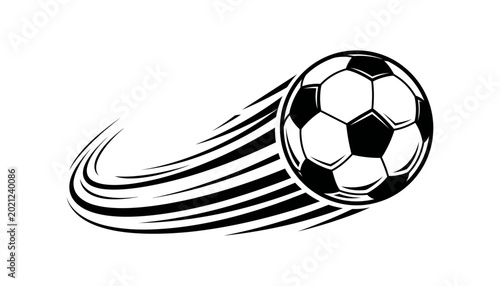 Cuadro en lienzo Flying Soccer Ball with Speed Trails Vector Illustration isolated on White Backg