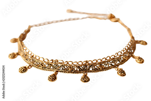 wooden necklace isolated on white