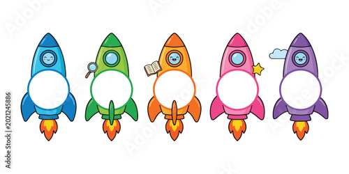 Colorful Rocket Space Shuttle Infographic Template for Business Progress