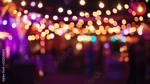 dance. A festive party atmosphere with abstract, colorful bokeh lights and a gradient of ambient lighting. public awareness campaigns.