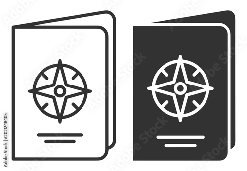 Foto passport with compass icon travel identification document illustration on transp
