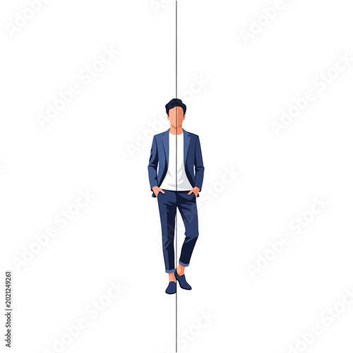 Stylish Male Businessman in Blue Suit Isolated on White Background