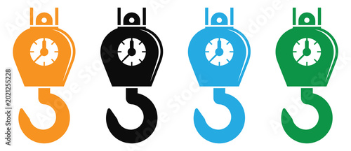 Foto Green crane hook icons with clock faces in various shades vector illustration