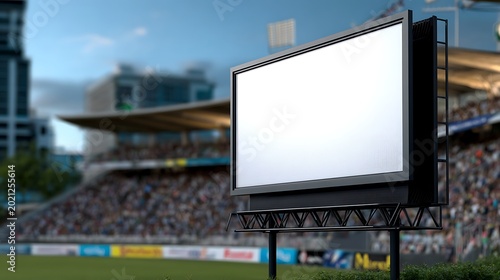 Large Super LED Screen Display in a Crowded Outdoor Sports Stadium for Advertising