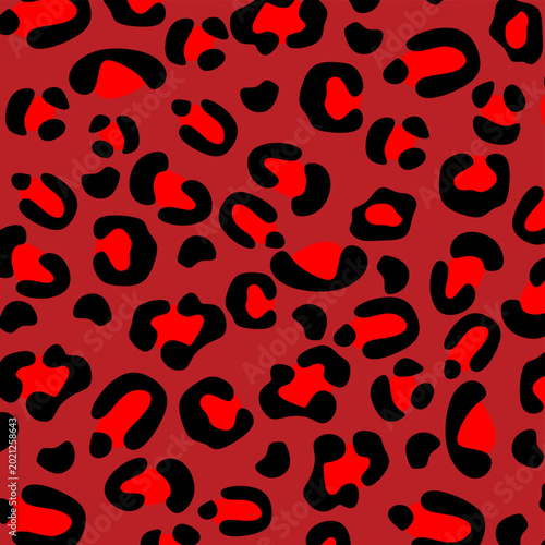 Red Leopard Seamless Pattern. Leopard Skin Texture. Ideal for packaging, wallpapers, textiles, fashion 