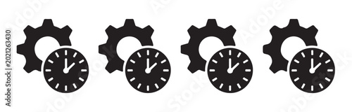 Tableau sur toile Clock and gear icons set representing time management and operational process efficiency