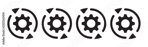 Εκτύπωση καμβά Cycle and process repeat icons featuring gear symbols with rotating arrows for websites