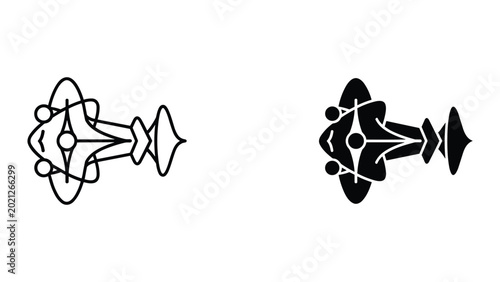 Obraz na płótnie Two black and white abstract designs on a pure white background