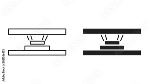 Cuadro en lienzo Vector illustration of two black and white line art icons depicting a stylized r
