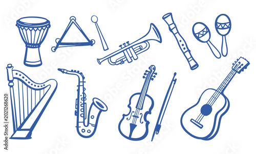 Music Equipment Sketch Style Vector Illustration