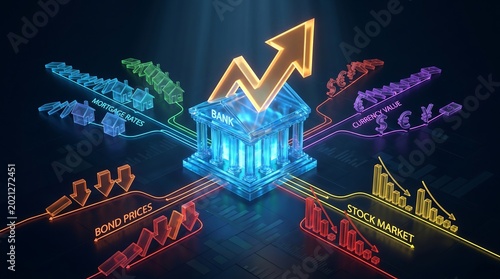Interest Rate Hike Domino Effect in Global Finance Market, Central Bank Monetary Policy Impact on Mortgage Rates Stocks Bonds and Currency