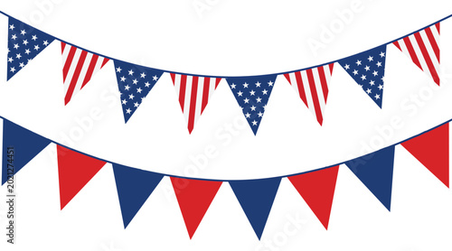 Cuadro en lienzo USA Patriotic Bunting Flags Vector Illustration for 4th of July Independence Day Celebration, Memorial Day, and American National Holiday Events