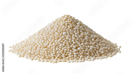 Bild auf Leinwand Pile of small white quinoa seeds, isolated on transparent background