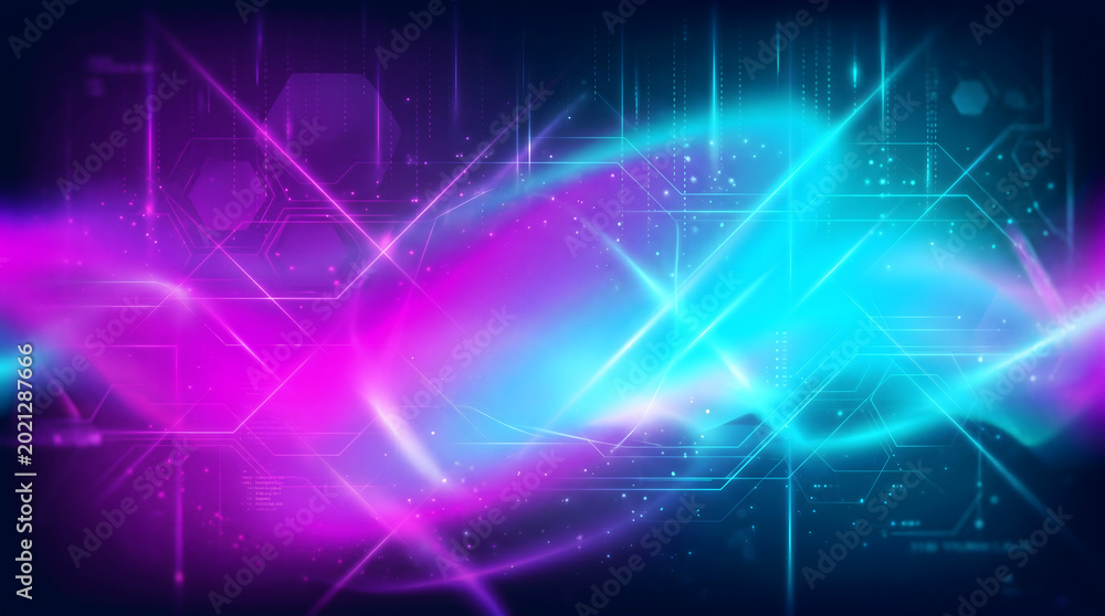 Obraz premium Futuristic Neon Tech Background with Glowing Gradient Lights