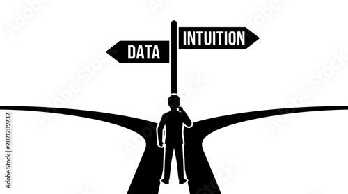 Tableau sur toile A business person making a choice between data and intuition.