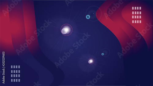 Quadro su tela Futuristic Purple Fluid Wave Background with Glowing Light Particles