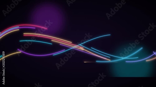 Colorful Neon Glowing Light Streaks Abstract Motion Background 4k