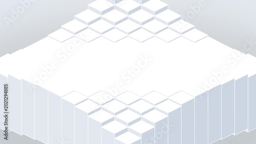 White Isometric Cube Grid Platform 3D Animation Background 4k