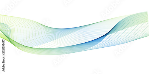 Фотография Abstract flowing waves of light green and light blue
