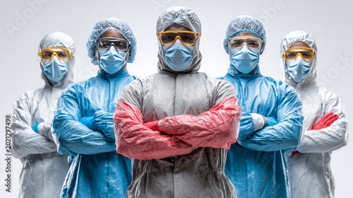 Diverse Healthcare Team in Protective Gear Ready for Action