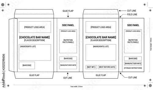 Φωτογραφία Chocolate bar packaging template blank wrapper design vector illustration editab