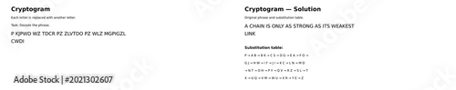 Fotografía Cryptogram puzzle with letter substitution cipher