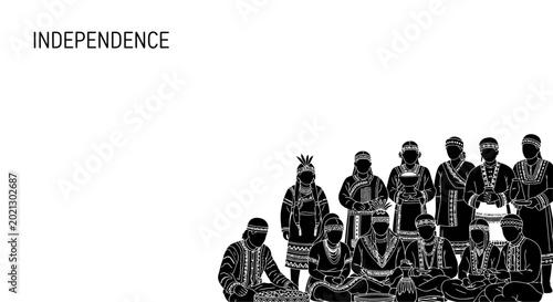 Konstfotografi Group of indigenous people in traditional attire standing together