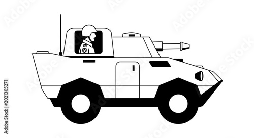 Konstfotografi Armored Personnel Carrier with Soldier Illustration