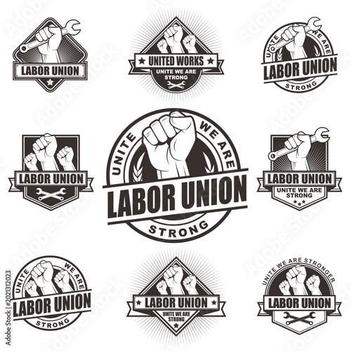Labor Union Badge Logo Collection Set