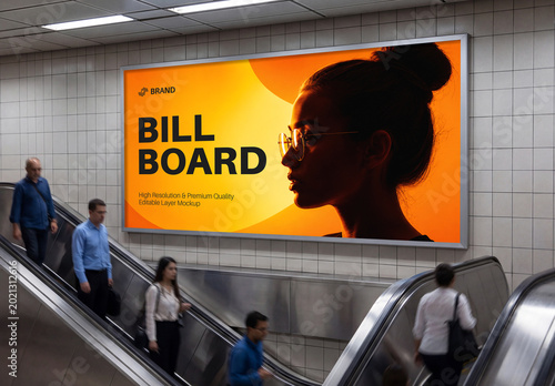 Subway Billboard Mockup for Indoor Advertising