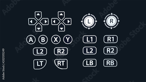 PS4 controller buttons on black background