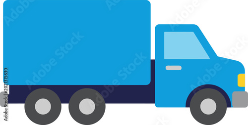 Canvas Print Blue Delivery Truck Illustration - Transportation and Logistics Concept
