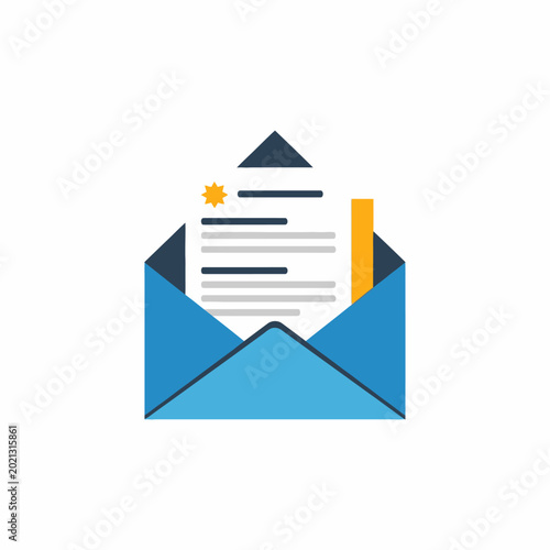 Canvas Print Blue envelope with document inside.