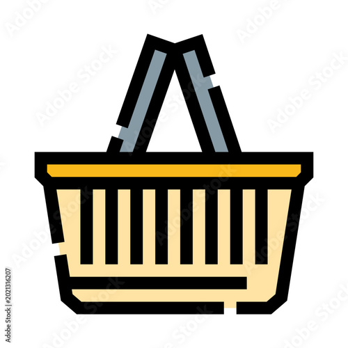 Vászonkép Shopping basket in a flat icon color line style, an essential symbol for retail,