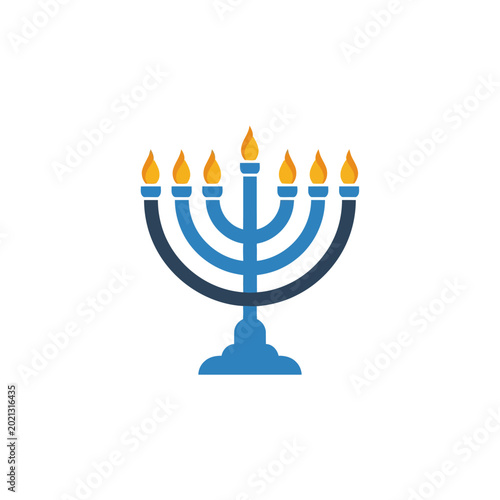 Foto Blue Menorah Jewish Holiday Symbol.