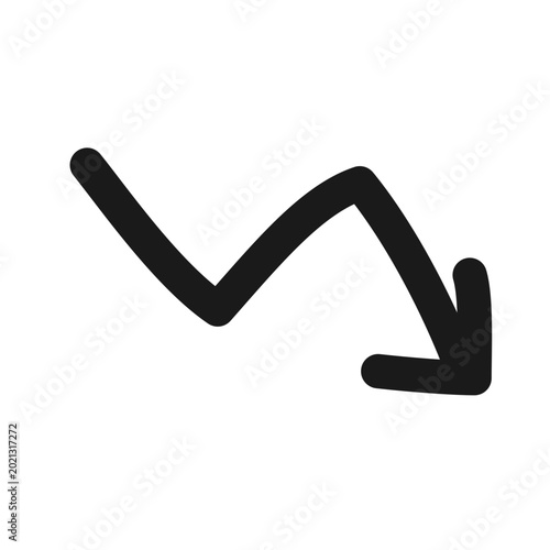Hand-drawn Sketchy Downward Trend Icon in Pen Stroke Style
