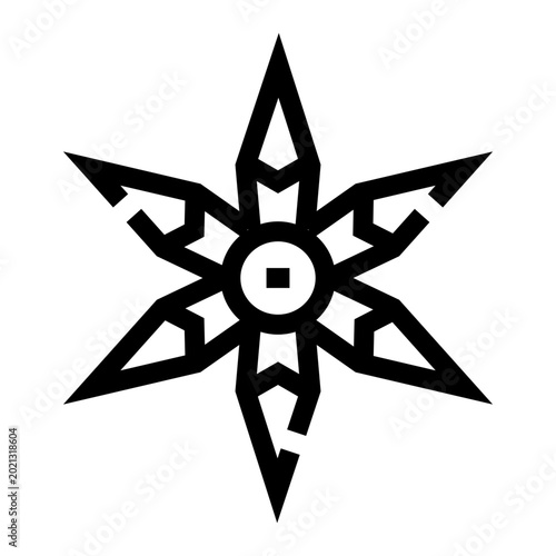 Quadro em tela Black geometric star shaped weapon icon with sharp blades and a central square h
