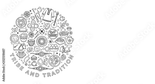 Bild auf Leinwand Tribe and Tradition Hand Drawn Doodle Collection.