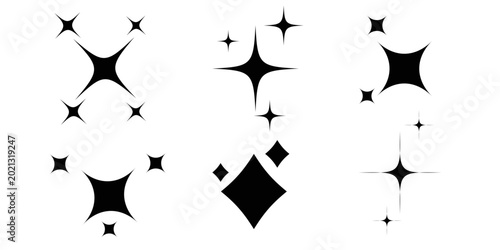 Star sparkles set vector template