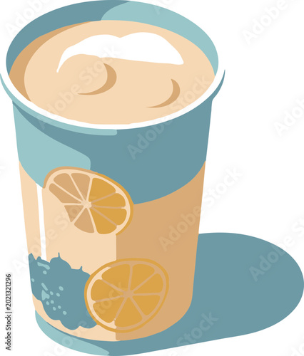 Isometric Ayran Cup Icon in Flat Vibrant Style