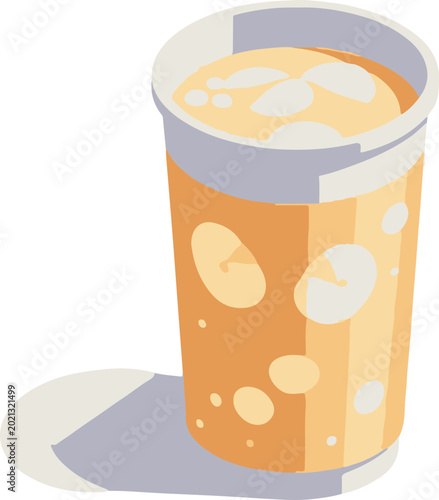 Isometric Ayran Cup Icon with Vibrant Colors