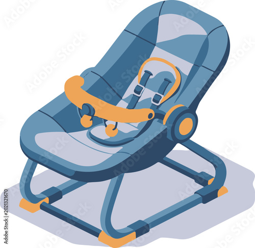 Baby Bouncer Isometric Icon in Flat Style with Vibrant Colors
