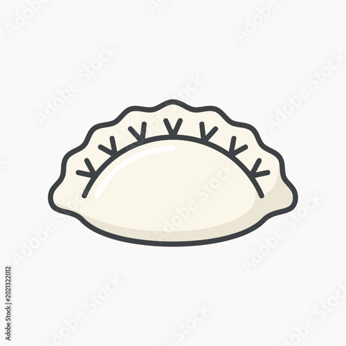Minimal Dumpling Outline Icon Clean Vector Illustration