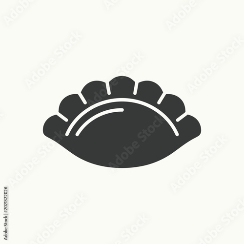 Dumpling Icon with Folded Edge Minimal Flat Vector