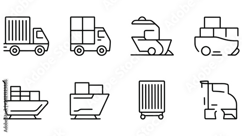 Fotografia Collection of eight simplified vector line art icons representing various modes