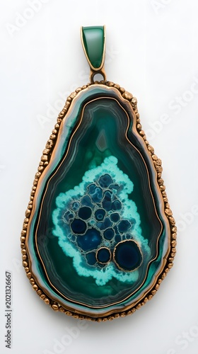 Teardrop pendant jewelry featuring vibrant green and teal resin art with trapped bubbles.